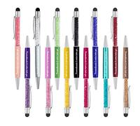 Penna a sfera in cristallo personalizzata, penna stilo personalizzata, penne capacitive per appunti, forniture di cancelleria per ufficio e scuola, con nome, ragione sociale, auguri di laurea - 12pz