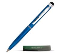 Penna a sfera MONTEVERDE USA Poquito - Blu cobalto | Penna a sfera compatta in metallo con stilo capacitivo | Ricaricabile con ricariche per mini