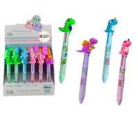 Penna a sfera multicolore con cursore laterale 3 colori dinosauro