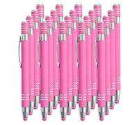 Penna a sfera multicolore con pennino capacitivo per uomini, donne, ufficio, nome di testo personalizzato, logo, per lavoro, ufficio, scuola e unw (rosa, 20 pezzi)