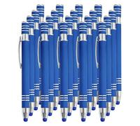 Penna a sfera multicolore con pennino capacitivo per uomini, donne, ufficio, nome di testo personalizzato, logo, per lavoro, ufficio, scuola unw (blu, 20 pezzi)