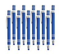 Penna a sfera multicolore con pennino capacitivo per uomini, donne, ufficio, nome di testo personalizzato, logo, per lavoro, ufficio, scuola unw (blu, 10 pezzi)