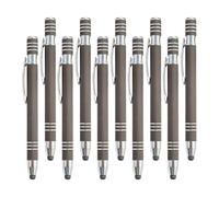 Penna a sfera multicolore con pennino capacitivo per uomini, donne, ufficio, nome di testo personalizzato, logo, per lavoro, ufficio, scuola unw (grigio, 10 pezzi)