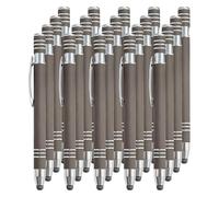 Penna a sfera multicolore con pennino capacitivo per uomini, donne, ufficio, nome di testo personalizzato, logo, per lavoro, ufficio, scuola unw (grigio, 20 pezzi)