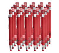 Penna a sfera multicolore con pennino capacitivo per uomini, donne, ufficio, nome di testo personalizzato, logo, per lavoro, ufficio, scuola e unw (rosso, 20 pezzi)