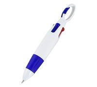 Penna a sfera multicolore - Fusto in plastica riutilizzabile blu bianco Penna a sfera multicolore 4 in 1 per studenti e popolari Un design semplice e raffinato
