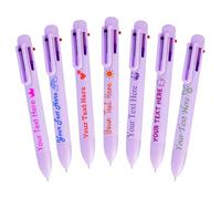 Penna a sfera multicolore personalizzata in blocco, penne 6 in 1 personalizzate con nome e logo penna colorata personalizzata regalo aziendale per ragazzi e ragazze insegnante Viola chiaro_1400PC