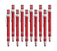 Penna a sfera multicolore personalizzata, penna a sfera touch personalizzata con stilo, penne in metallo personalizzate per uomini, donne, ufficio, penne a sfera con nome inciso (rosso, 10 pezzi)