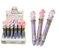 penna a sfera multicolore unicorno, automatica, 10 colori