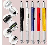 Penna a sfera multifunzione 7 in1 con strumento portatile moderno Misura righello tecnico Cacciavite Touch Screen Stilo Livella a bolla
