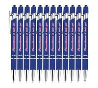 Penna a sfera multifunzione personalizzata, compatibile con la maggior parte dei dispositivi touchscreen, tocco morbido, penna a sfera blu, penna personalizzata con nome aziendale, logo, 12 Pezzi