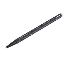 Penna a sfera multitasking con ricarica D1 nera - CONSTRUCTION BASIC - righello per centimetri/pollici, scala 1:20/1:50 - facile cambio della ricarica - alluminio, metallo