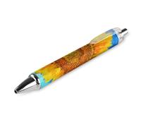 Penna a sfera nera a sfera, penna a sfera con inchiostro gel a tratto scorrevole, punta fine 0,5 mm, per scuola, ufficio, motivo girasole Van-Gogh, 1 pezzo
