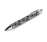 Penna a sfera nera e bianca con bandiera da corsa di cavalli, con stampa, retrattile, fusto rotondo, punta fine da 0,5 mm, 1/2/4 pezzi