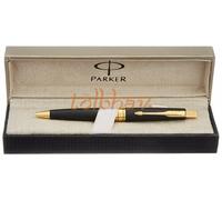 Penna a sfera Parker Aster nero opaco Jotter GT bordo oro inchiostro blu conf...