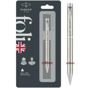 Penna a sfera Parker Folio in acciaio inossidabile con bordo oro cromato inch...