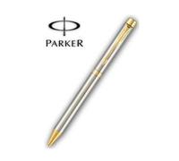 Parker Folio Acciaio Inox Finiture Cromate Penna a Sfera Bp Inchiostro Blu Fine