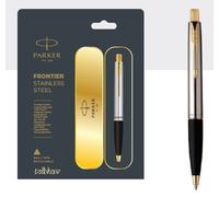 Parker Frontier Acciaio Ss Gt Penna a Sfera Color Oro Orlo Quink Blu Sottile Ink