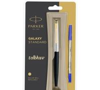 Penna a sfera Parker Galaxy GT bordo oro RollerBall corpo nero inchiostro blu...
