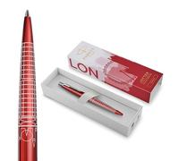 Penna a sfera Parker Jotter | Edizione speciale | London Red con puntale cromato | Punta media | Inchiostro blu | Confezione regalo