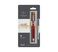 Parker Vector Standard Roller Ball Pen Chrome Trim CT (corpo nero) inchiostro...