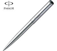 Penna a sfera Parker Vector Steel CT Chrome Trim punta fine Blue Ink Jotter 0...