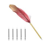 Penna A Sfera Penna Piuma Di Alta Qualità Per Scrivere Con 5 Mine Di Ricambio Di Colore Nero, Stile Vintage, Per Scrittore, Ritorno a Scuola, Regali di Compleanno, Natale(Rosso)