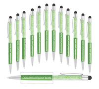 Penna a sfera personalizzata 2 in 1, con nome/testo/messaggio personalizzato, penna a sfera decorata con cristalli, ideale come regalo per laurea, matrimonio, compleanno, comunione
