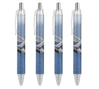 Penna a sfera personalizzata con aereo della seconda guerra mondiale che vola sopra l'oceano, penne a sfera divertenti fantasia, regalo nero, 4 pezzi