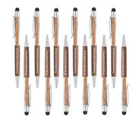 Penna a sfera personalizzata con funzione 2 in 1 con il tuo logo personalizzato o testo o URL aziendale per vari tocchi dello schermo, penna con nome inciso personalizzato, inchiostro nero - 12pz