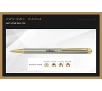 Penna a sfera Pierre Cardin Cristal Titanium bordo oro inchiostro blu cristal...