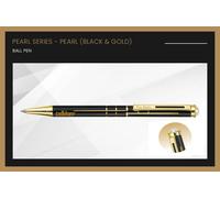 Penna a sfera Pierre Cardin Pearl Black & Gold GT Blue Ink Metal nuova pennin...