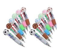 Penna a Sfera Plastica Quattro Colori, 12 Pezzi, a Forma di Calcio | Scrittura Fluida e Leggera, per Scuola e Festa di Compleanno, Scatola Attraente