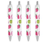Penna a sfera retrattile a forma di ananas alla fragola, con punta a sfera nera da 0,5 mm, per scrivere appunti, accessori per ufficio, 4 pezzi