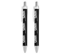 Penna a sfera retrattile a forma di bandiera da corsa a scacchi, inchiostro nero, punta fine da 0,5 mm, forniture per ufficio per insegnanti, 2 pezzi come foto 1