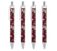 Penna a sfera retrattile a forma di bottiglia di vino con fiori da 0,5 mm, scrittura liscia, inchiostro nero, punta a sfera, accessori per prendere appunti, per ufficio, 4 pezzi come foto 2