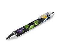 Penna a sfera retrattile a forma di bottiglia di vino e uva in vetro, inchiostro nero, per ufficio, lavoro, 1 pezzo come foto 3