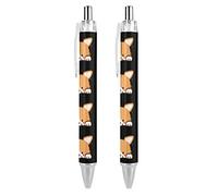 Penna a sfera retrattile a forma di cane Corgi, inchiostro blu, scrittura fluida con impugnatura comoda, forniture per ufficio, per uomini e donne, 2 pezzi come immagine 1