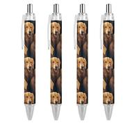 Penna a sfera retrattile a forma di cane Golden Retriever, 0,5 mm, scrittura fluida con impugnatura comoda, forniture per ufficio, per uomini e donne, 4 pezzi come immagine 1