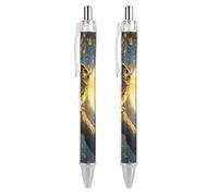 Penna a sfera retrattile a forma di casetta delle fate con gufo, inchiostro nero, per lavoro, ufficio, 2 pezzi come foto 1