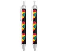 Penna a sfera retrattile a forma di cuore con bandiera Grenada, 0,5 mm, scrittura fine e liscia, per casa e ufficio, nera, 2 pezzi come foto 3