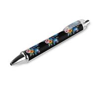 Penna a sfera retrattile a forma di farfalla con fiori, inchiostro nero, per ufficio, lavoro, 1 pezzo