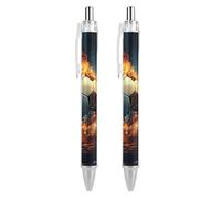 Penna a sfera retrattile a forma di pallone da calcio nel fuoco e nell'acqua, punta fine da 0,5 mm, fusto rotondo flessibile, per scrittura confortevole, 1 pezzo come foto 2