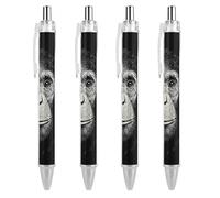 Penna a sfera retrattile a forma di scimpanzé, 0,5 mm, scrittura fine e liscia, per casa e ufficio, nera, 4 pezzi come foto 3
