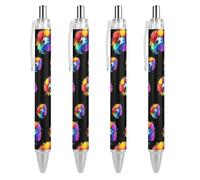 Penna a sfera retrattile barboncino in capelli arcobaleno inchiostro nero punta a sfera 0,5 mm scrittura liscia note prendere appunti accessori per ufficio 4 pz