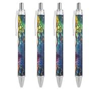 Penna a sfera retrattile colorata e luminosa Tree And Life da 0,5 mm, scrittura, inchiostro nero, accessori per prendere appunti per ufficio, 4 pezzi