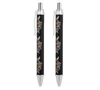 Penna a sfera retrattile con api sui fiori, inchiostro nero, penne da scrittura per lavoro e ufficio, 2 pezzi