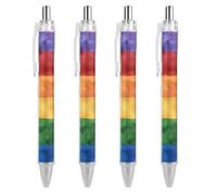 Penna a sfera retrattile con bandiera arcobaleno LGBT ad acquerello, 0,5 mm, scrittura fine e liscia, per casa e ufficio, colore nero, 4 pezzi come immagine 1