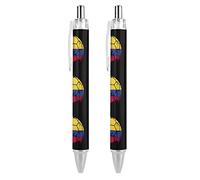 Penna a sfera retrattile con bandiera colombiana a forma di pallone da calcio, inchiostro blu, penna da lavoro per uomini e donne, 2 pezzi