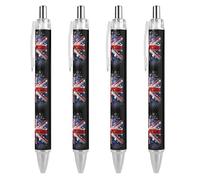 Penna a sfera retrattile con bandiera del Regno Unito, 0,5 mm, scrittura fluida con impugnatura comoda, forniture per ufficio, per uomini e donne, 4 pezzi come immagine 3